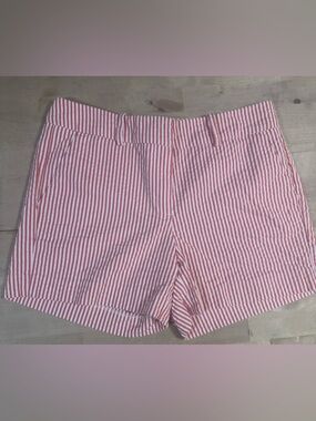 Sandro coral Pink and White Striped seersucker Shorts